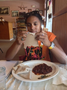 Checking out the injera bread